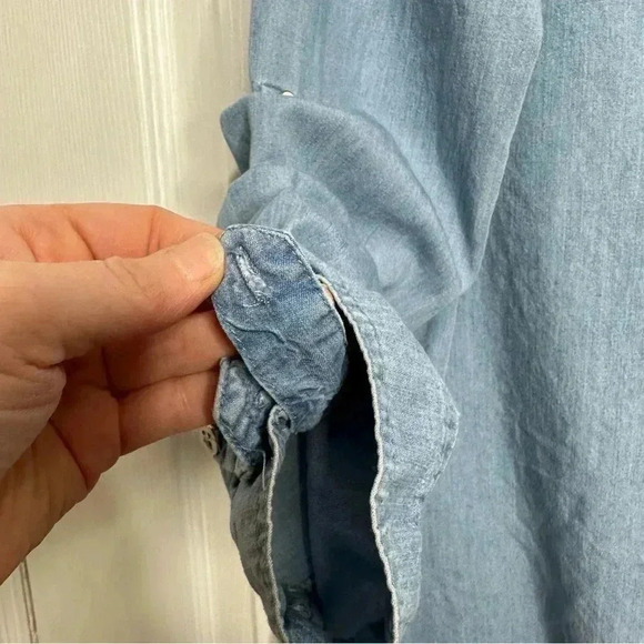 Honey Belle Tencel Shirt Button Up Collared Front Pocket Size Small - Picture 11 of 16